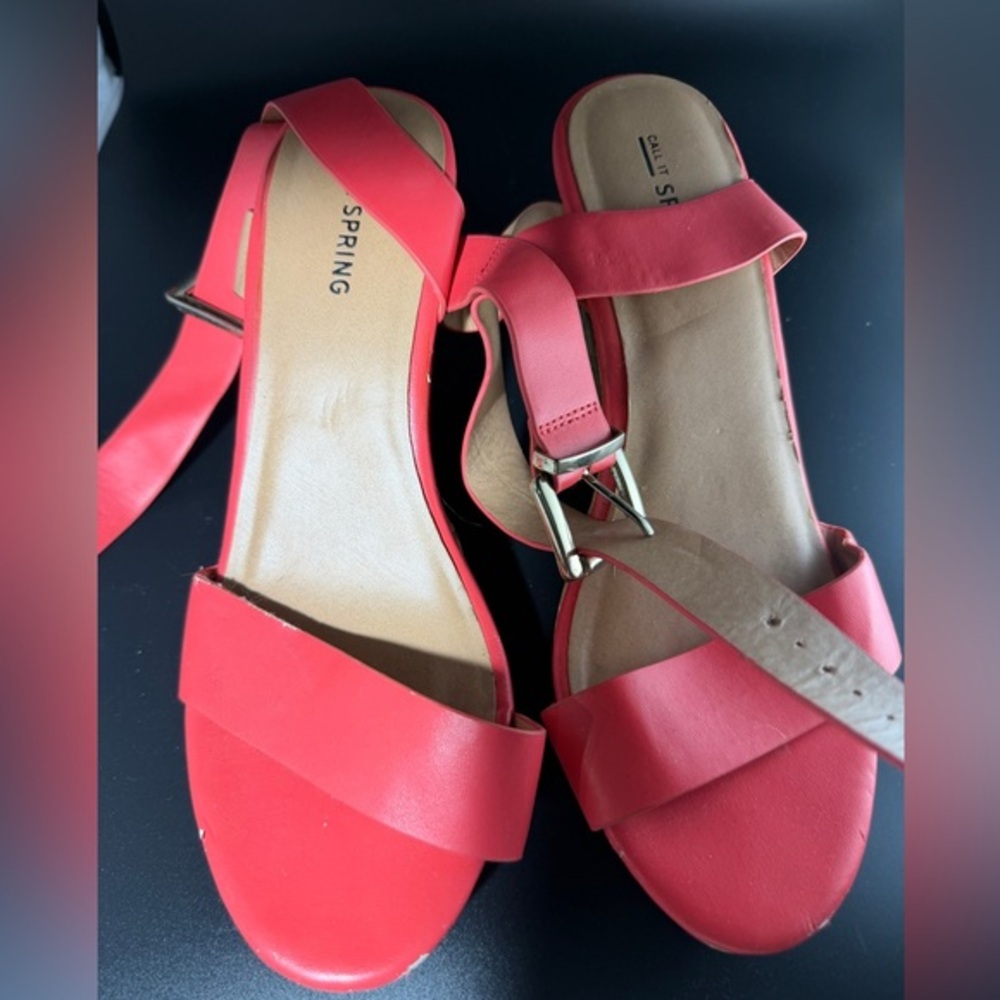 Call It Spring Coral Sandals. Gently loved.